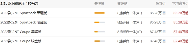 奧迪rs5最新價(jià)格2022款 市場新款報(bào)價(jià)85萬起