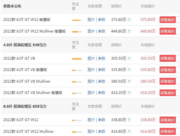 賓利車(chē)型及價(jià)格 賓利飛馳273萬(wàn)(共五款在售車(chē)型)