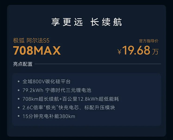 全球量產(chǎn)風(fēng)阻低過(guò)小米SU7 極狐阿爾法S5上市：17.68萬(wàn)起