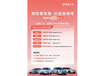 零跑汽車6月購車權(quán)益來襲！5000元定金最高補貼超2萬