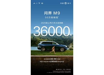 問(wèn)界M9 2025款21天大定3.6萬(wàn)單，成為50 萬(wàn)級(jí)智能豪華新標(biāo)桿
