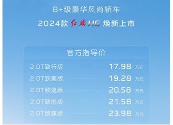 2024款紅旗H6上市 售價為17.98-23.98萬